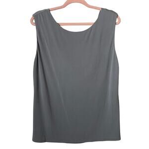 Eileen Fisher Top Womens Large Gray Silk Pullover Knit Tank Minimalist Preppy